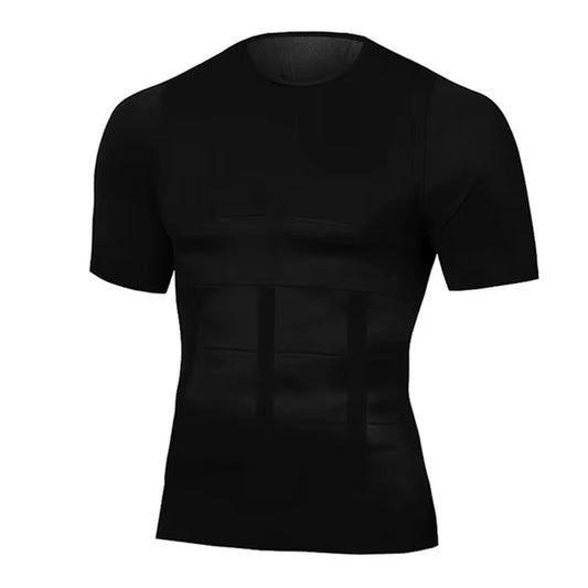 Men Body Shapers Fitness Elastic Abdomen Tight Fitting Short Sleeve Shirt Tank Tops Shape Underwear Slimming Boobs Shaping